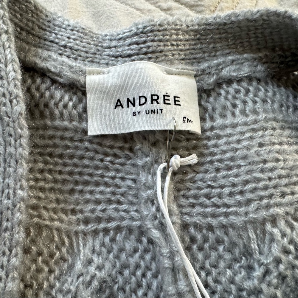 Oversized & Stylish ANDREE BY UNIT Light Gray Open Cardigan - Picture 3 of 5